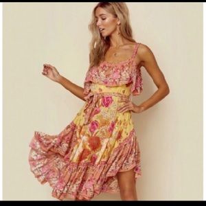 Spell Siren Song Strappy Dress in Marigold